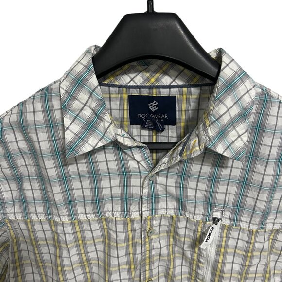 Rocawear Classic Short Sleeve Button Up Shirt Checkered Men's Size 3XL - Picture 5 of 6